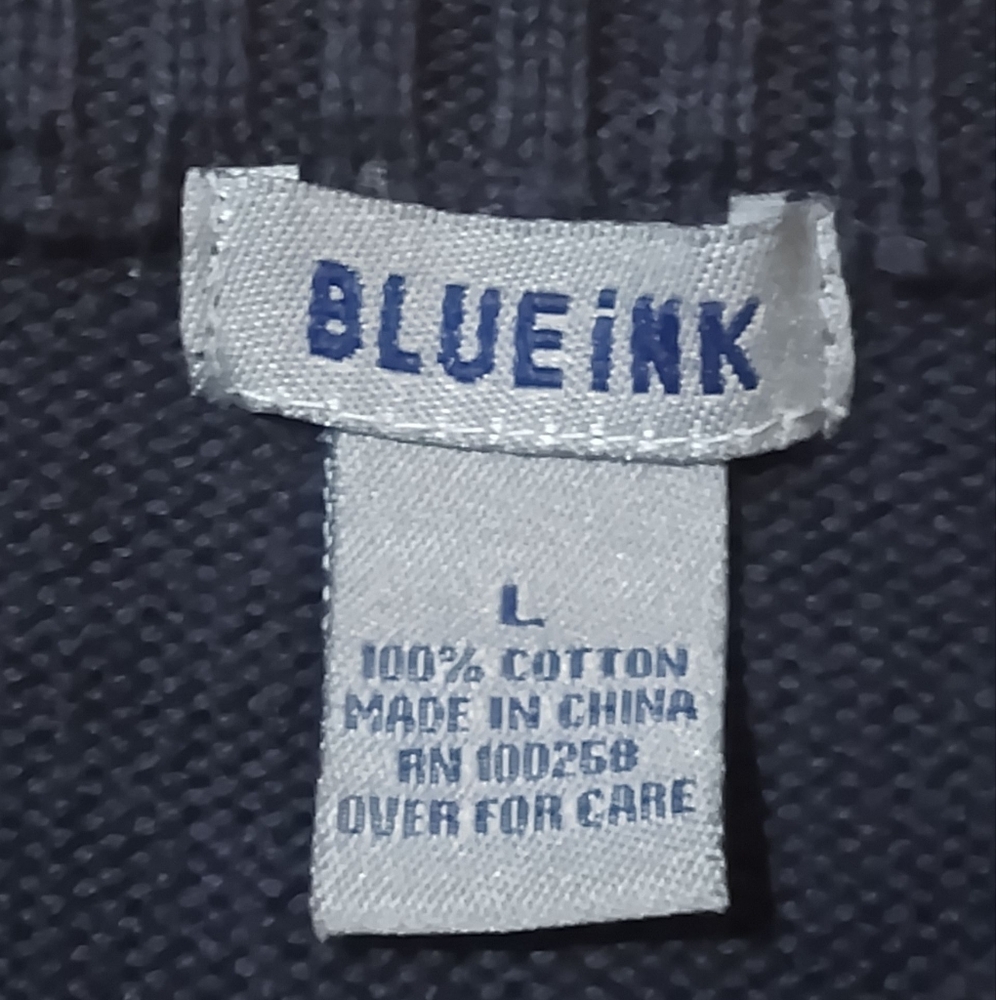 Blueink Men's Cotton  Blue Argyle Crewneck Sweater - Picture 2 of 5